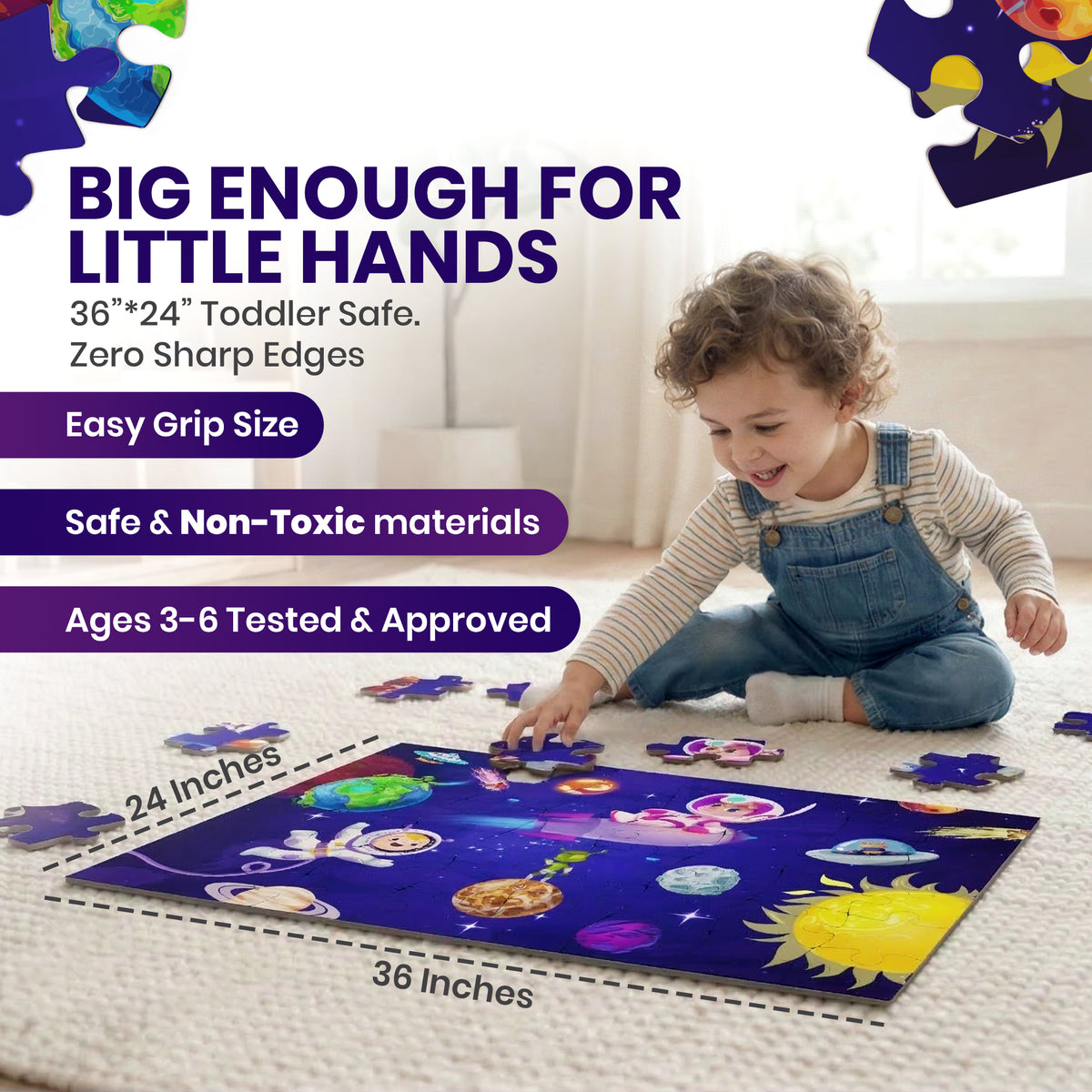Space Jumbo Floor Puzzle 48-Piece for Kids Ages 3-8 years