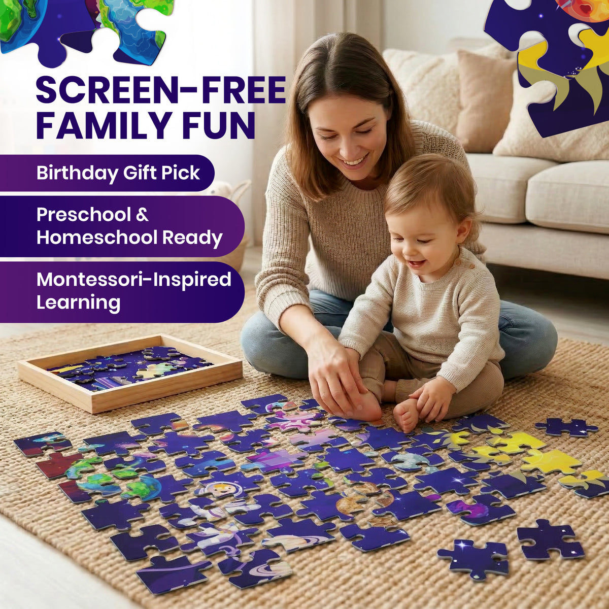 Space Jumbo Floor Puzzle 48-Piece for Kids Ages 3-8 years