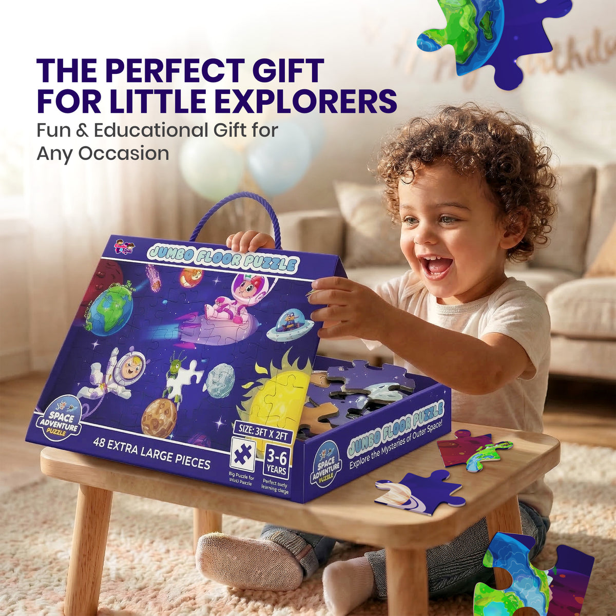 Space Jumbo Floor Puzzle 48-Piece for Kids Ages 3-8 years