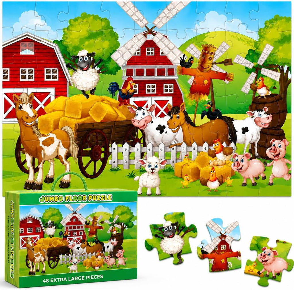 Farm Life Jumbo Floor Puzzle 48-Piece for Kids Ages 3-8 years
