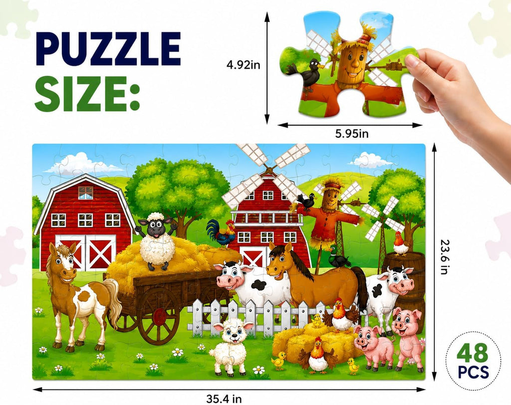 Farm Life Jumbo Floor Puzzle 48-Piece for Kids Ages 3-8 years