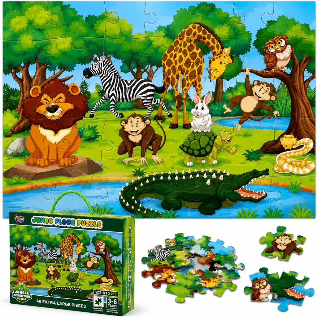 Jungle Life Jumbo Floor Puzzle 48-Piece for Kids Ages 3-8 years | Minicrumbs